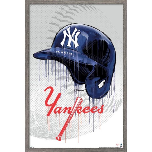 Trends International MLB New York Yankees - Drip Helmet 20 Framed Wall  Poster Prints Barnwood Framed Version 14.725 x 22.375