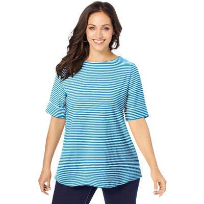 Jessica London Women's Plus Size Stretch Cotton Cuff Tee