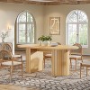 Tribesigns 63" Dining Table for 4-6, Oval Dining Room Dinner Table for Kitchen, Living Room, Sturdy Wood Stripped Base, Oak - 3 of 4