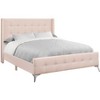 Monarch Specialties Bed, Queen Size, Bedroom, Upholstered, Pink Velvet, Chrome Metal Legs - 4 of 4