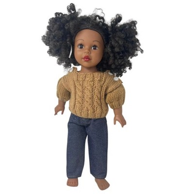 Doll Clothes Superstore Hand Knit Brown Sweater and Denim Jeans Outfit for 18 Inch Dolls | Fits American Girl, Our Generation & My Life — фото 2