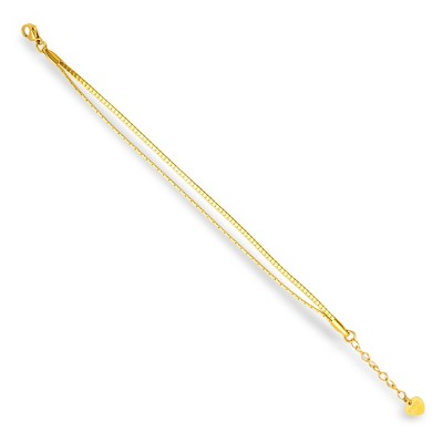 EVRY JEWELS WATERPROOF Gold or Silver Plated Stainless Steel Dual Strand Box Chain Bracelet