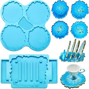 JDICTION 2 Pieces Coaster Resin Molds Set Coaster Stand Silicone Cup Mat Epoxy Resin Casting Cup Stand Holder Mold for DIY Crafts Home Decorations - 1 of 4