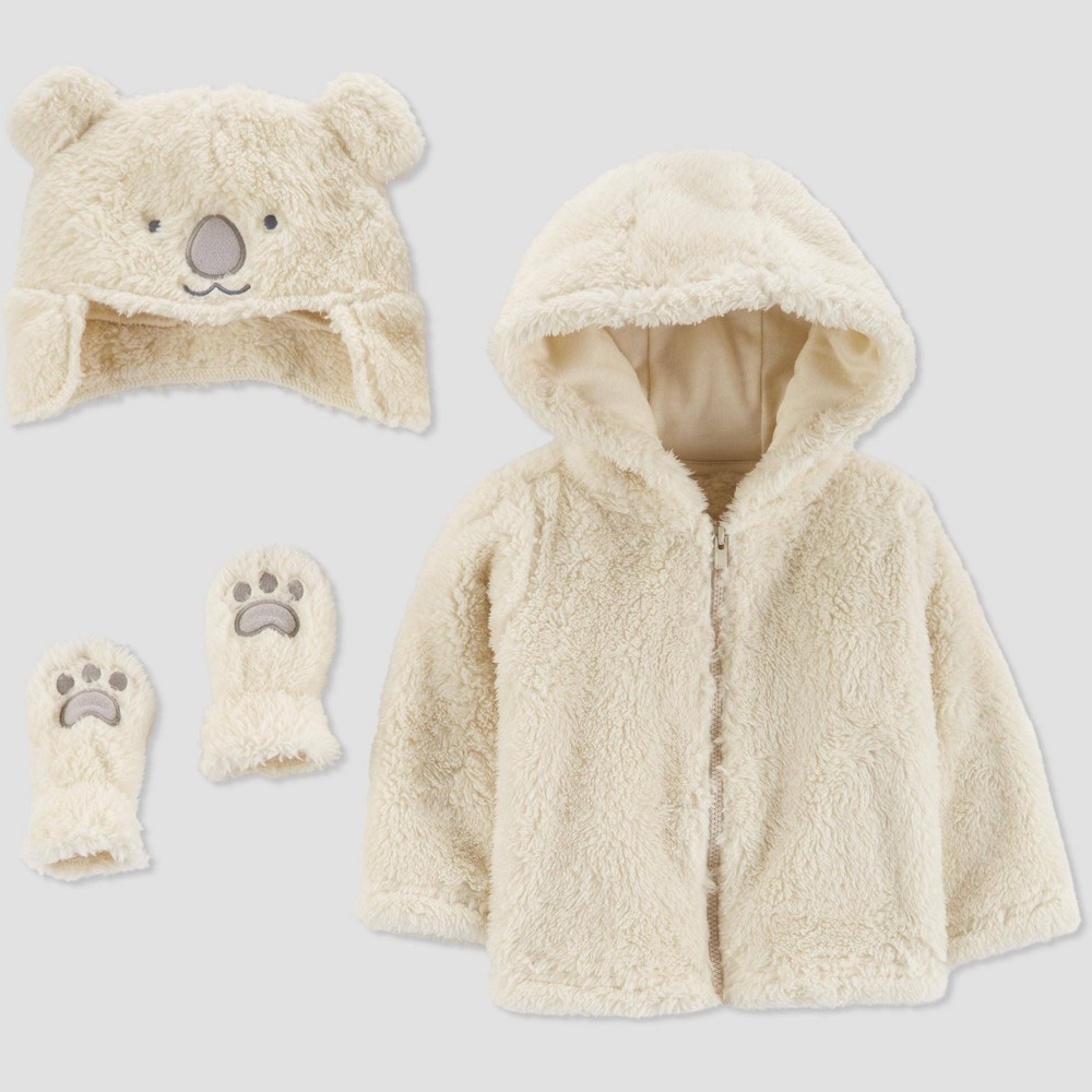 Cream Bebe Cream Sherpa Jacket Set