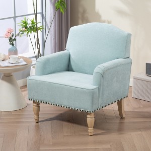 Racxily Comfy Upholstered Armchair - Retro Legs,Small Fabric Club Chair,Nailhead Trim, 300lbs | Lounge Accent Chair for Living Room/Bedroom (Sage) - 1 of 4
