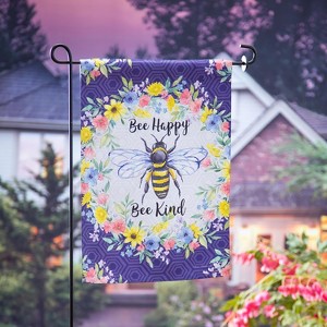 Evergreen Bee Happy Bee Kind Garden Suede Flag 12.5 x 18 Inches Indoor Outdoor Decor - 1 of 4
