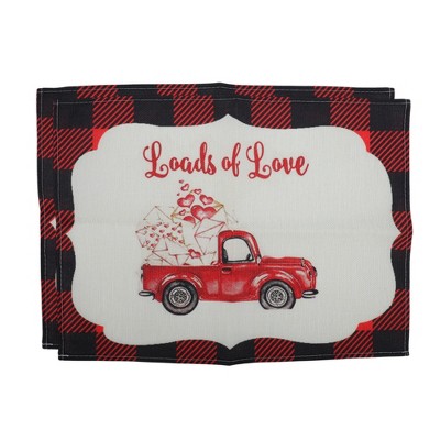 Unique Bargains Christmas Place Mats Linen Red Black White 13 " x 17.7 " 2 Pcs