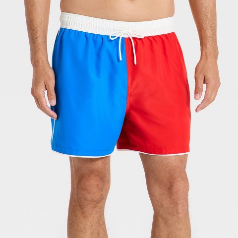 Goodfellow & Co Men's 5" Ripstop Swim Trunks - Goodfellow & Co™ Red/Blue L