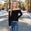 Anna-Kaci Women's Ribbed Off-the-Shoulder Long Sleeve Slim Fit Top in Soft Stretchy Midweight Fabric for a Chic Cropped Style - 3 of 4