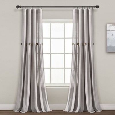 Photo 1 of 1pc Light Filtering Farmhouse Linen Button Window Curtain Panel - Lush Décor