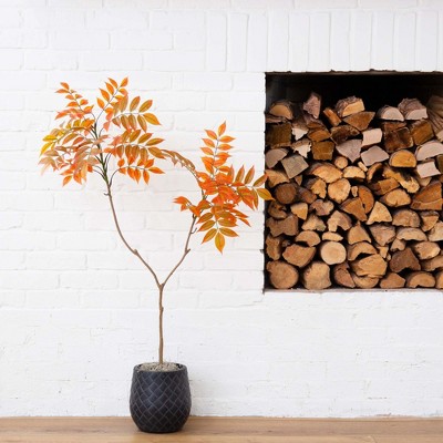 4-Foot Orange Plastic Potted Fall Sumac Tree