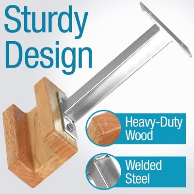 Polished Stainless Steel and Oak Wall Mount Bike Rack