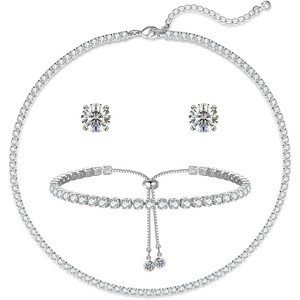 14K Gold Plated Tennis Necklace - 3mm Butterfly Rhinestone Choker for Women - 1 of 4
