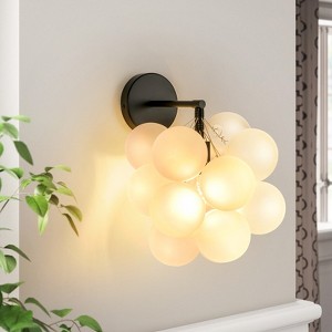Rennnsan Malveny 11"W Hardwired 1-Light Bubble Frosted Glass Modern Dimmable Wall Sconce in Black - 1 of 4