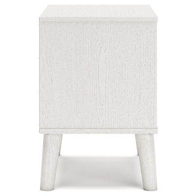 Maximal Minimalism White Nightstand with Customizable Faux Leather Pulls