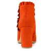 BLISSFUL STEP Women's Back to College Party Ruffle Pointed Toe Block Heel Ankle Boots - 3 of 4