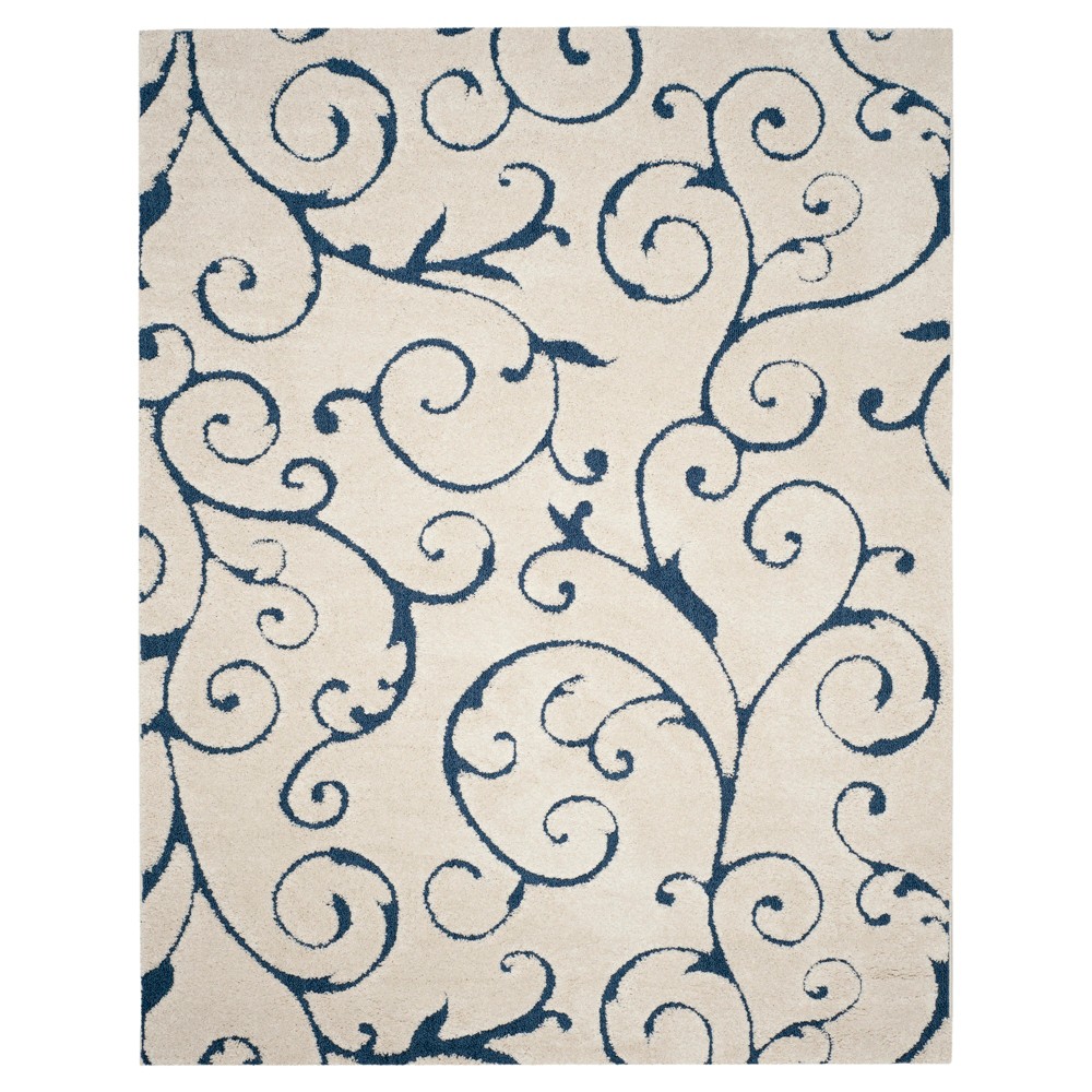 Abstract Shag/Flokati Loomed Area Rug 8'x10' Cream/Blue - Safavieh