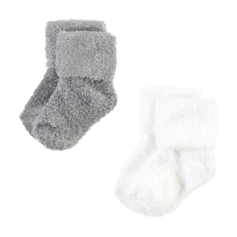 Hudson Baby Infant Boy Cozy Chenille Newborn and Terry Socks, Solid Blue Gray 8 Pack Chenille, 5 of 7