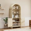 70" Arched MDF Wood Storage Console Bookshelves,Modern Kitchen Pantry with Doors and Adjustable Shelves,Living Room Display Cabine-Baofuwish - 3 of 4