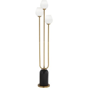 360 Lighting Grayson Modern Glam Luxury 70" Tall Standing Floor Lamp Large Pole 3-Light Foot Switch Gold Black Metal Living Room Bedroom House Reading - 1 of 4