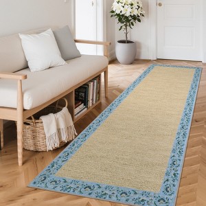 Floral Bordered Area Rugs for Living Room Bedroom Braided Print Rug Soft Washable Foldable Accent Rug Low Pile Non-Slip Carpet - 1 of 4