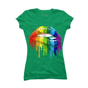 Adult Design By Humans Rainbow Pride Lip Melt By COVI T-Shirt - 1 of 2