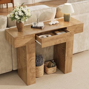 47-Inch Long Console Table with Drawer, Wooden Rectangular Sofa Table Behind The Couch, Industrial Farmhouse Entryway Foyer Hallway Tables - 1 of 4