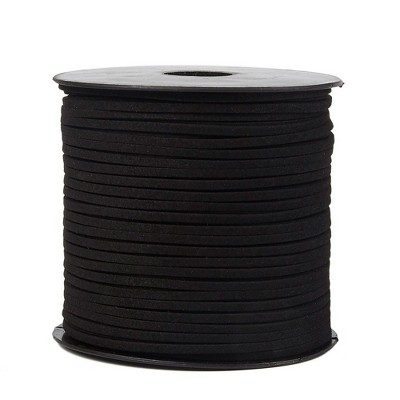 Juvale Flat Leather Cord for Jewelry Making, Faux Suede (Black, 0.08 in, 100 Yards)