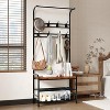 Entrance Cloakroom, 4-in-1 Entrance Shoe Tree, 3 Tier Storage Shelf With 8 Movable Hooks, Multifunctional Entrance Cabinet, Shoe Cabinet Entrance - 3 of 4