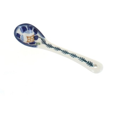 Blue Rose Polish Pottery Sunflower Sugar Spoon