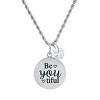 Steeltime 24" Stainles Steel Be You Tiful Round Pendant Adorned With Heart Shaped Crystal Charm - 2 of 4