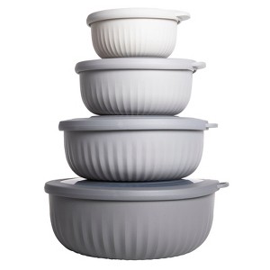 COOK WITH COLOR Wide Mixing Bowls with Lids 8 Piece Set GREY - 1 of 3