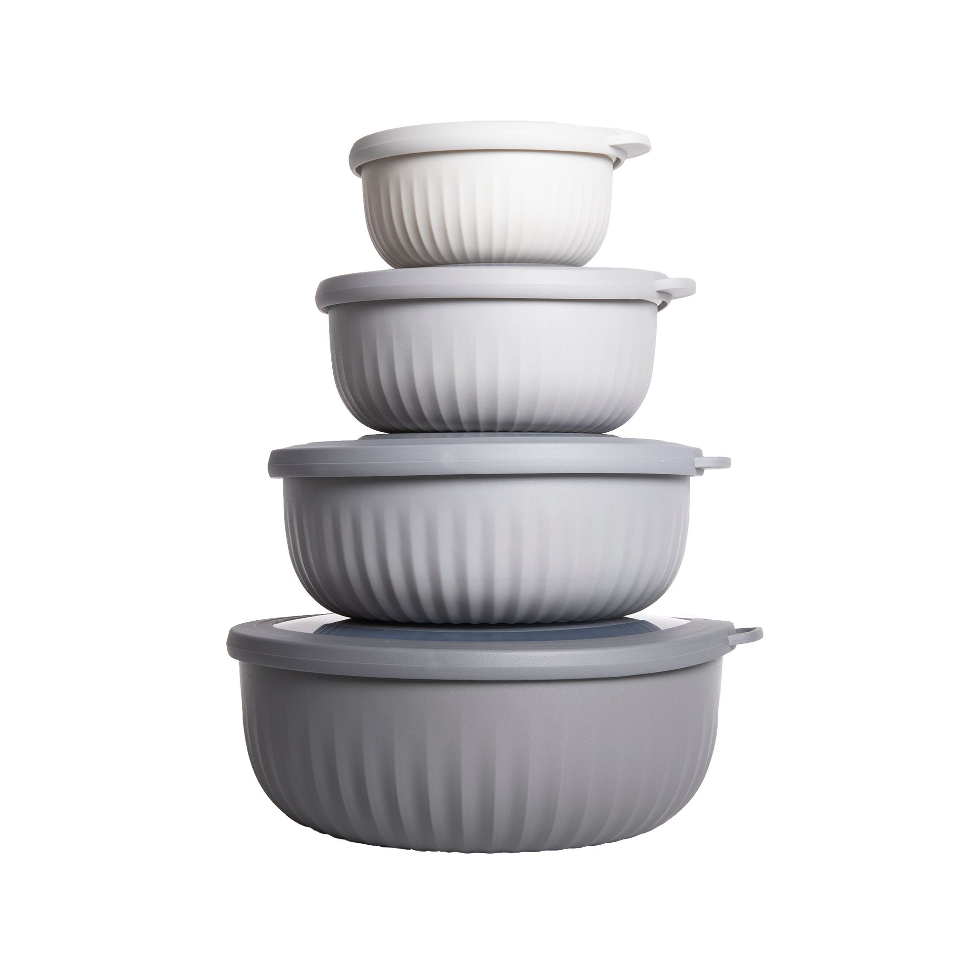 COOK WITH COLOR Wide Mixing Bowls with Lids 8 Piece Set GREY
