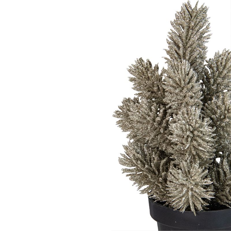 Northlight 8.5 Potted Champagne Metallic Glitter Artificial Pine Christmas Tree  - Unlit, 2 of 4
