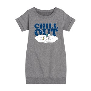 - Peanuts - Chill Out Graphic Short Sleeve Fleece Dress - 1 of 4