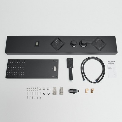 Matte Black 47" Shower Panel System with Rainfall Shower Head and Body Jets