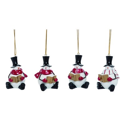 Transpac Resin 4 in. White Christmas Frosty Ornament Set of 4