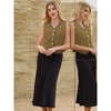 INSPIRE CHIC Women's Tweed Sleeveless Button Down V Neck Casual Business Blazer Vest - 2 of 4