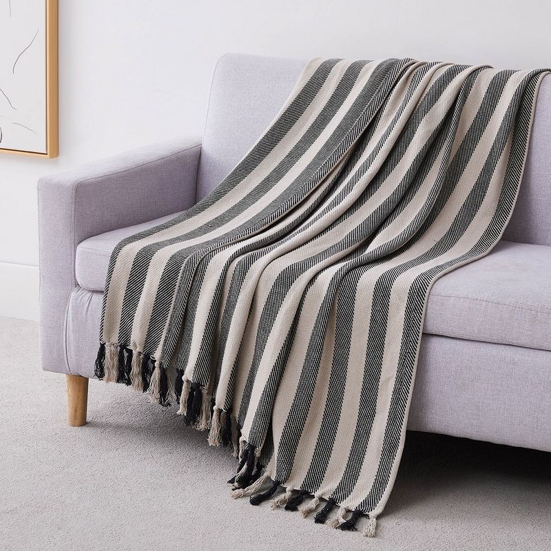 Southshore Fine Living 100% Cotton lightweight, breathable Stripe Collection throw blanket, 2 of 5