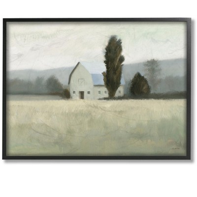 Stupell Industries Farmside Landscape White Barn Green Meadow