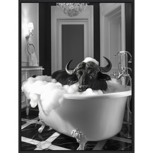 Amanti Art Rub a Dub Buffalo by Niky Rahner Framed Canvas Wall Art - 1 of 4
