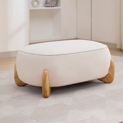 Hyleory 38.58'' Velvet Oversized Comfort Ottoman with Sold Wood Legs,large foot
 stools for Bedroom, Living Room, Nursing Room