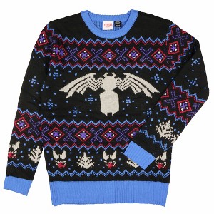 Seven Times Six Marvel Men's Venom Symbol Knit Holiday Ugly Christmas Pullover Sweater Multicolored - 1 of 3