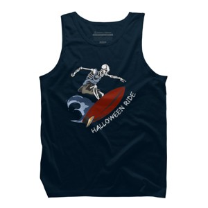 Men's Design By Humans Halloween Surfing Zombie Skeleton Funny Costume t shirt By graceandfinn Tank Top - 1 of 3
