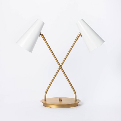 Dual Head Metal Desk Lamp (Includes LED Light Bulb) Brass - Threshold™ designed with Studio McGee