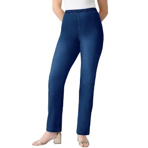Roaman's Women's Plus Size Straight Leg Comfort Stretch Jean - 1 of 4