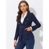 Allegra K Women's Regular Fit Casual Lapel Long Sleeve Denim Pockets Blazer - 3 of 4