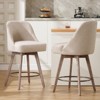 Bekrvio 26" Swivel Bar Stools Set 1/2/3/4 with Solid Wood Legs, 3.15" Linen Upholstered Seat with Back, Mid-Century Bar Chairs for Kitchen Island - 2 of 4
