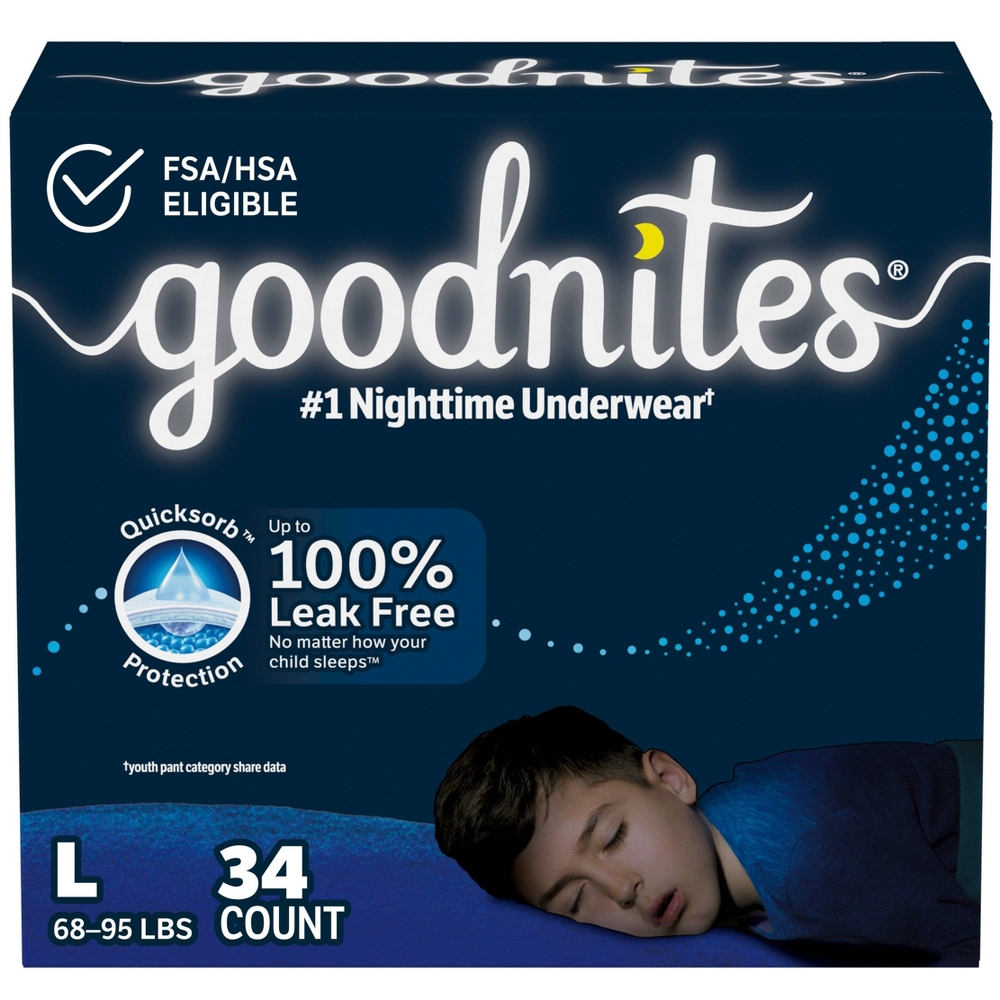 Goodnites Boys&#39; Nighttime Bedwetting Underwear - L - 34ct