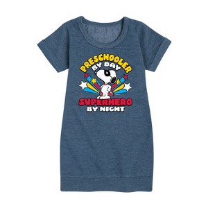 - Peanuts - Preschooler By Day Graphic Short Sleeve Fleece Dress - 1 of 4
